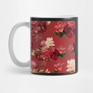 Just Flowers on Red Repeat 5748 Mug